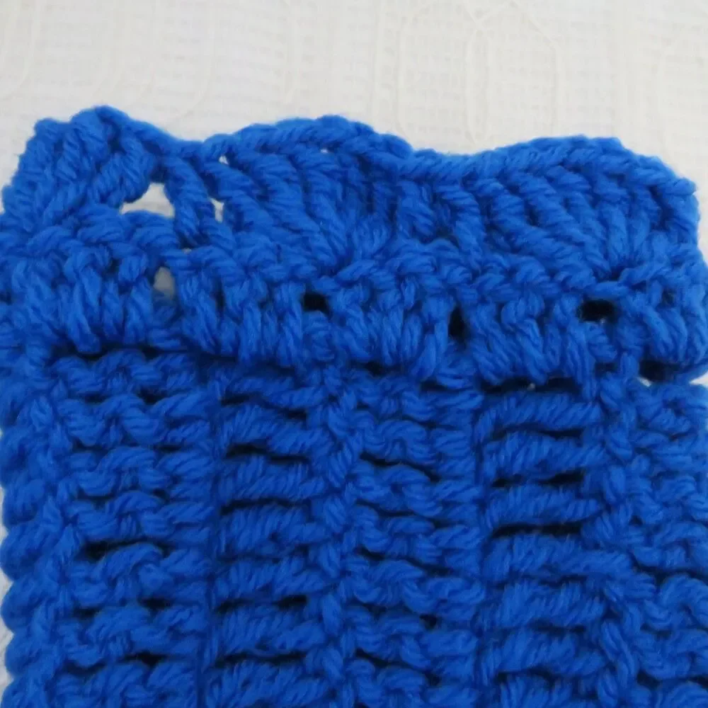 Handmade Crocheted Fingerless Gloves, Royal Blue Fingerless Mittens Women Ruffle